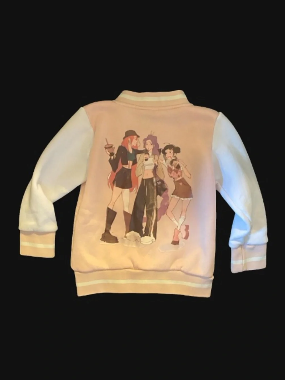 Pink & White Anime Girl Varsity Jacket